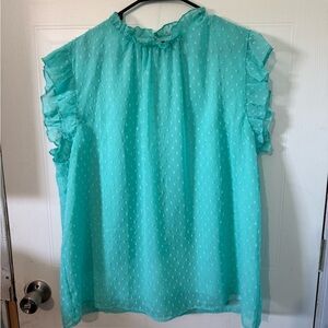 Chic Ruffle Sleeve Blouse in Aqua